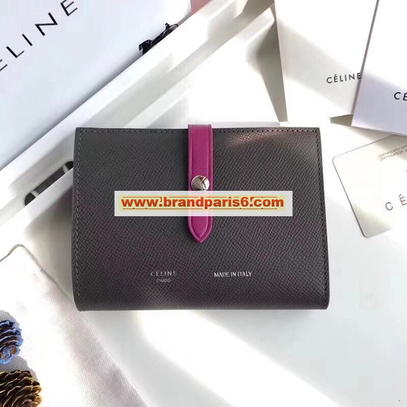 CE643HM-DDB セリーヌ 2018年最新入荷 ミディアム ストラップウォレット 二つ折り中財布 カーフスキン
