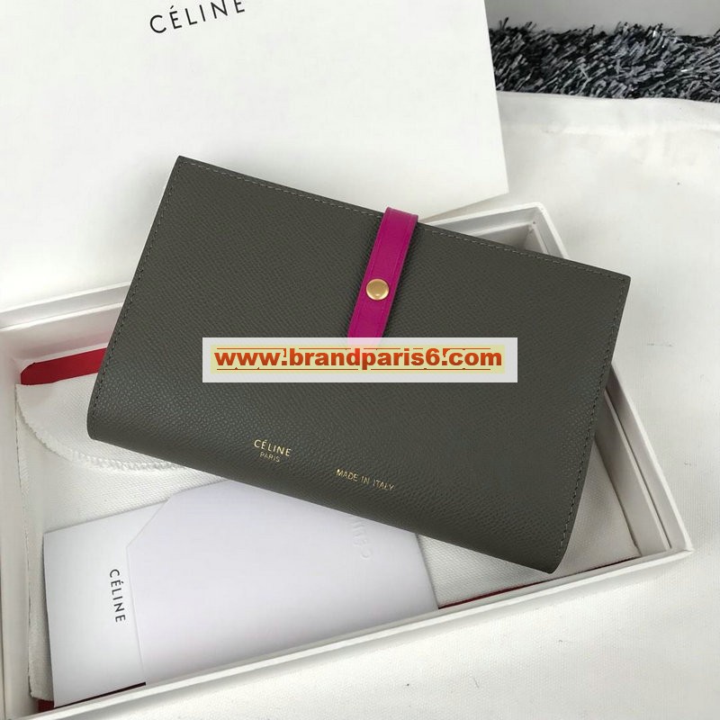 CE4148HM-CC セリーヌ CELINE 2019年最新入荷 ラージ ストラップ ウォレット 二つ折り長財布 カードケース 小銭入れ カーフスキン