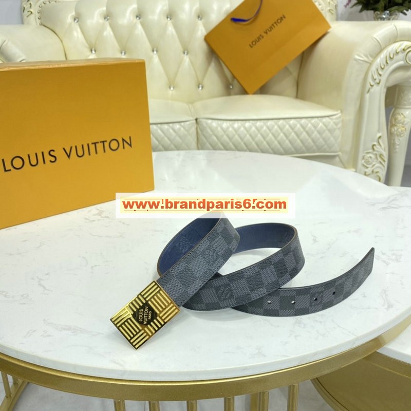 M0269TJ-057 ルイヴィトン LOUISVUITTON 2020年最新入荷 サンチュール ダミエ プレート 35MM リバーシブル ベルト メンズ用 カーフレザー