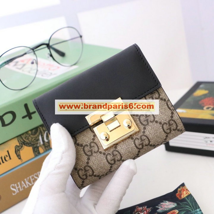 GG453155BK-057 グッチ GUCCI 2021年最新入荷 三つ折り短財布 ショートウォレット カードケース 札入れ 小銭入れ カーフレザー