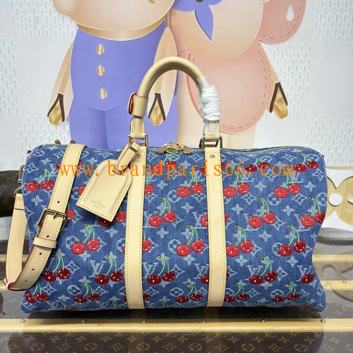 M13875-057 ルイヴィトン LOUISVUITTON 2025年新作 LV TM キーポル バンドリエール 45 トートバッグ ボストンバッグ モノグラム チェリー デニム