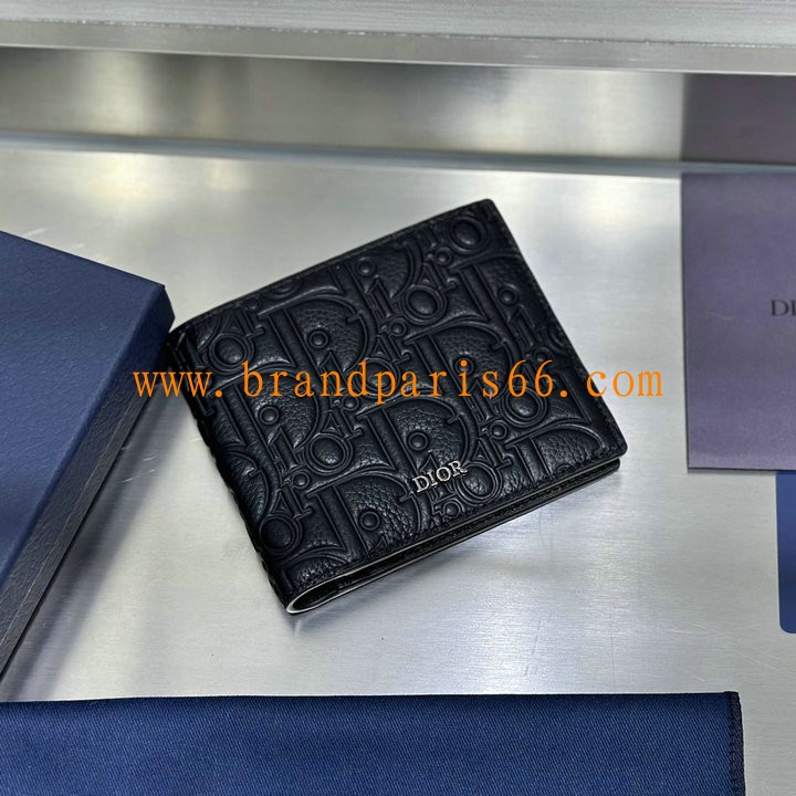 CD80031ZBK-GH クリスチャンディオール CHRISTIAN DIOR 2025年新作  ショートウォレット 2つ折り短財布 メンズ レザー