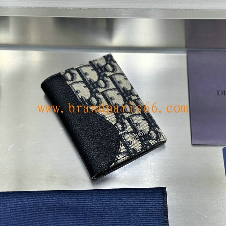 CD80051BBK-GH クリスチャンディオール CHRISTIAN DIOR 2025年新作  サドル カードケース 2つ折り短財布 メンズ オブリーク ジャカード
