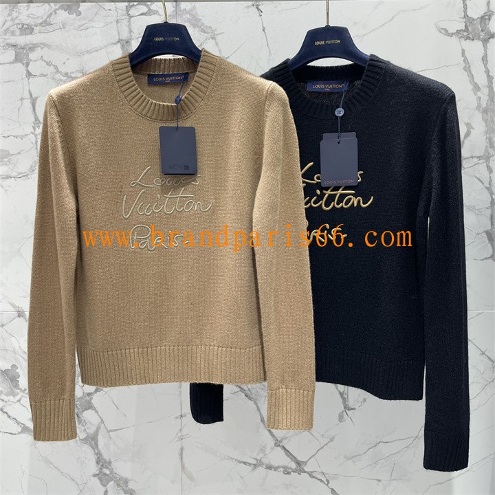 MCLV25006-XG ルイヴィトン LOUISVUITTON 2025年新作 カーシブ シグネチャー プルオーバー セーター ロングスリーブ ウールニット クルーネック 長袖 レディース