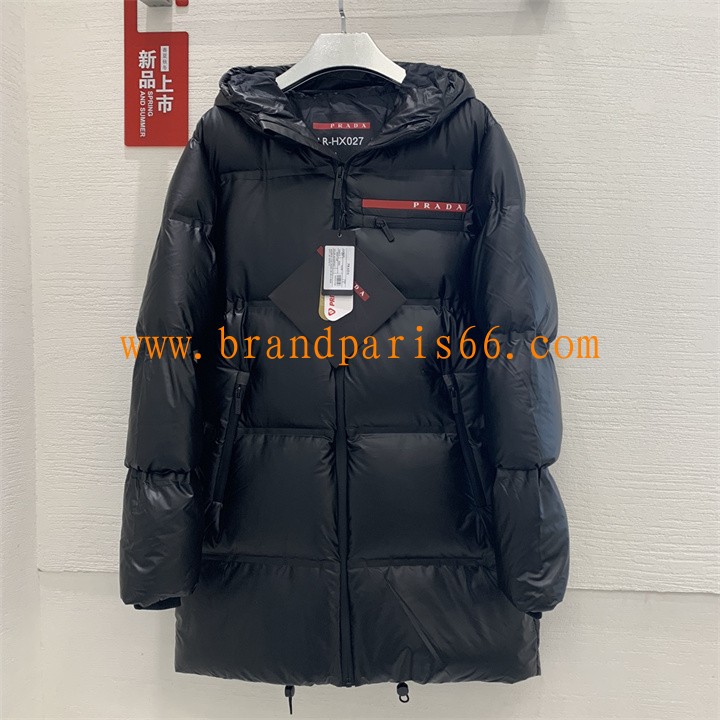 WTPD25021-XG プラダ PRADA 2025年新作 ロングスリーブ ミディアム ダウンジャケット フード付き パファーコート 長袖 男女兼用