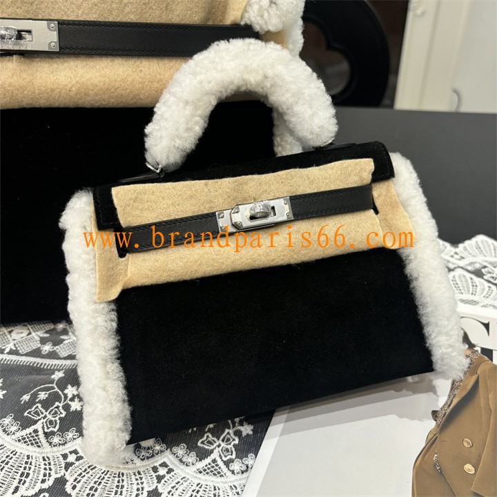 HKL19TDYBK-063 エルメス HERMES 2025年新作 ミニ ケリー トップハンドルバッグ トートバッグ 2way ショルダーバッグ スエード