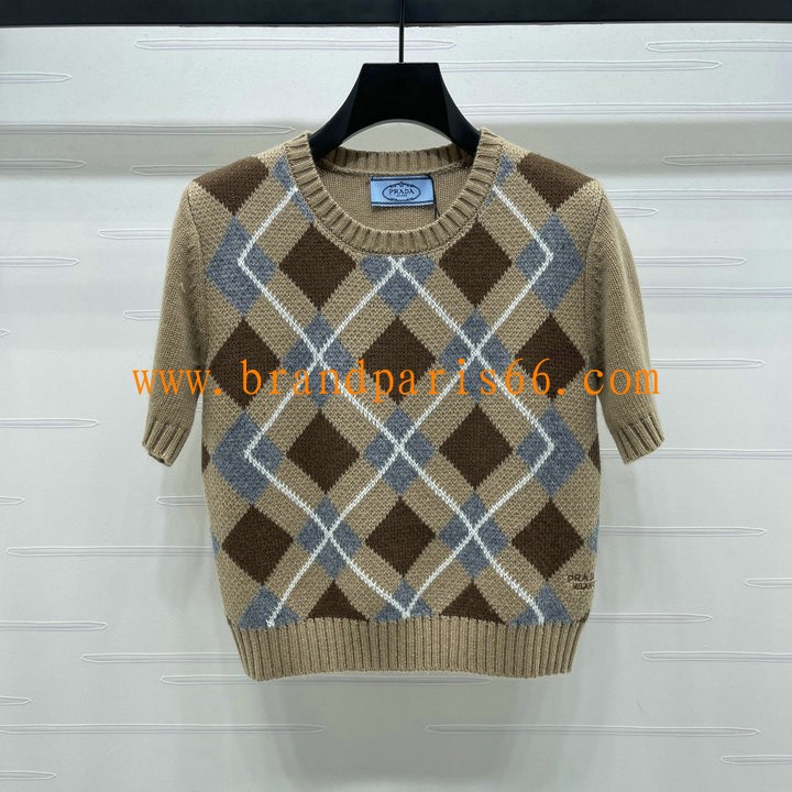 MCPD25009-XG プラダ PRADA 2025年新作 ショートスリーブ ウールニット セーター クルーネック レディース