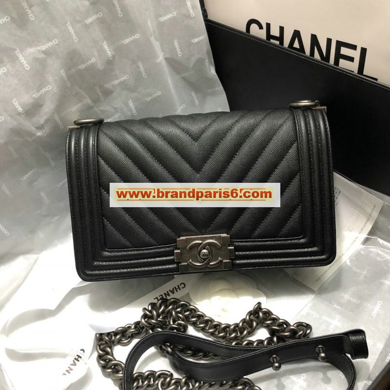 CH67086VQH-JS　CHANEL シャネル 2019年最新入荷 BOY ショルダーバッグ 斜め掛け レディース フラップバッグ キャビアスキン 黒