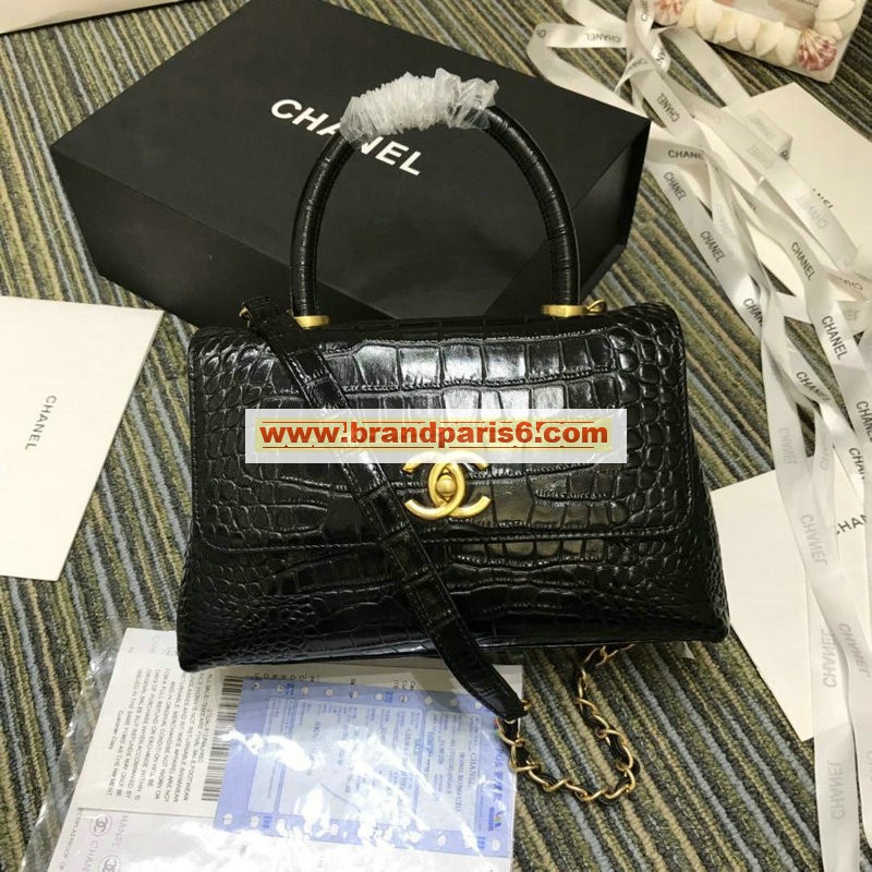 CH93050E-JS　CHANEL シャネル 2019年最新入荷 スモール トップハンドル フラップ バッグ 2way ショルダーバッグ クロコ柄 レディース 通勤