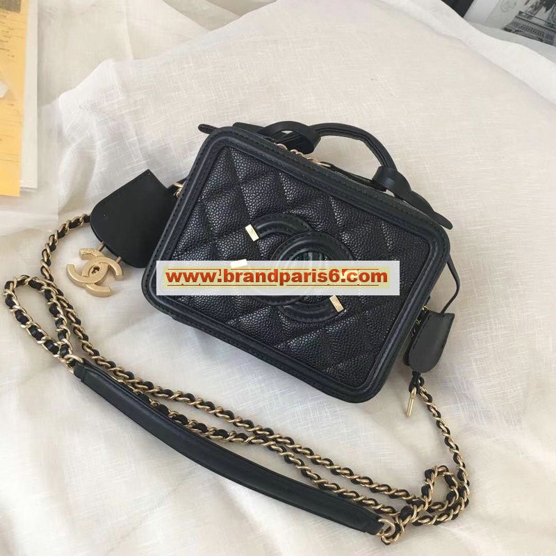 CH93342-JS　CHANEL シャネル 2019年最新入荷 ヴァニティー ケース ショルダーバッグ 化粧バッグ キャビアスキン