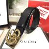 GG114964-99　GUCCI グッチ 2019年最新入荷 レザー ベルト ダブルG バックル カーフスキン 黒 男女兼用