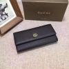 GG456116-057　グッチ GUCCI 2019年最新入荷 GGマーモント レザー コンチネンタルウォレット 二つ折り長財布 カーフスキン 黒