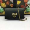 GG524293-057　グッチ GUCCI 2019年最新入荷 ボウ レザー チェーンウォレット ショルダーバッグ カーフスキン 黒
