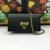 GG524293-057　グッチ GUCCI 2019年最新入荷 ボウ レザー チェーンウォレット ショルダーバッグ カーフスキン 黒