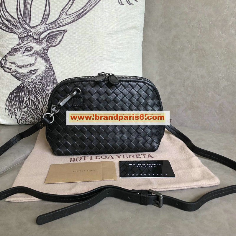 BOV5201BK-QJ　ボッテガヴェネタ BOTTEGAVENETA 2019年最新入荷 斜め掛け ショルダーバッグ レディースかばん  シェルバッグ ラムスキン 黒