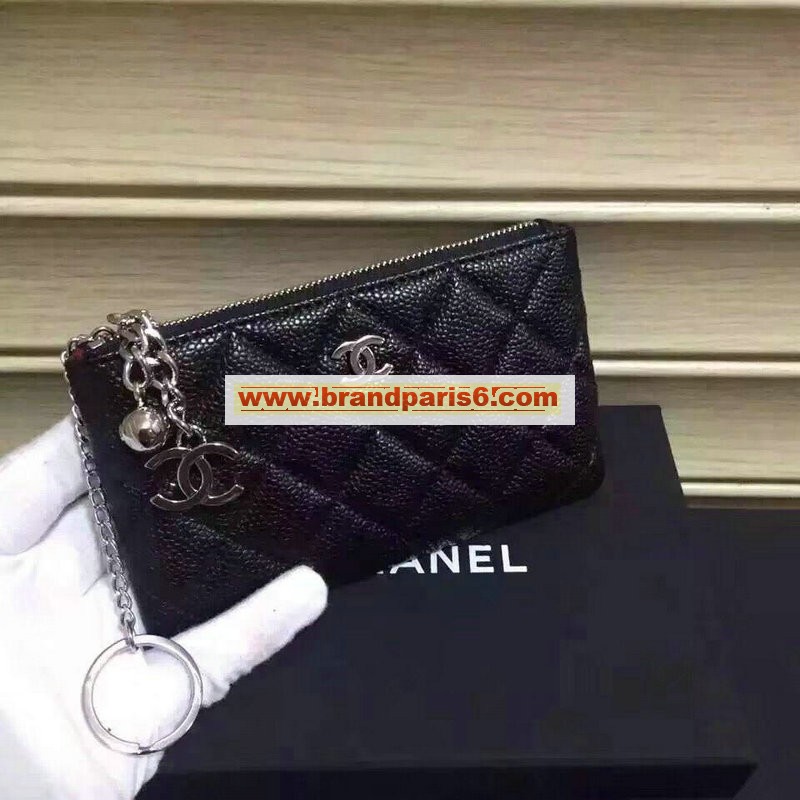 CH008Q-JS　CHANEL シャネル 2019年最新入荷 ジップウォレット コインケース 小銭入れ カードコース キャビアスキン 黒