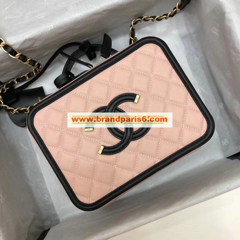 CH93342P-JS　CHANEL シャネル 2019年最新入荷 ヴァニティー ケース ショルダーバッグ 化粧バッグ キャビアスキン 