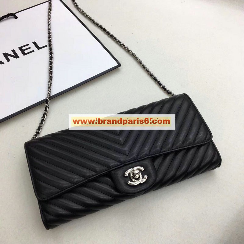 CH6814VK-JS　CHANEL シャネル 2019年最新入荷 チェーンウォレット 手持ちかばん クラッチバッグ ラムスキン 黒 