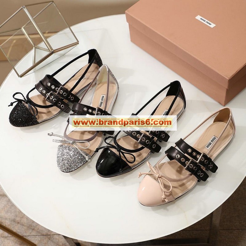 MMJ19007-26　ミュウミュウ MIUMIU 2019年最新入荷 フラットシューズ レディース パンプス 靴 通勤 カジュアル 通気