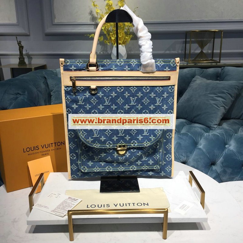 M95018-057　ルイヴィトン LOUISVUITTON 2019年最新入荷 トートバッグ モノグラムデニム フラットショッパー ハンドバッグ レディースかばん ブルー