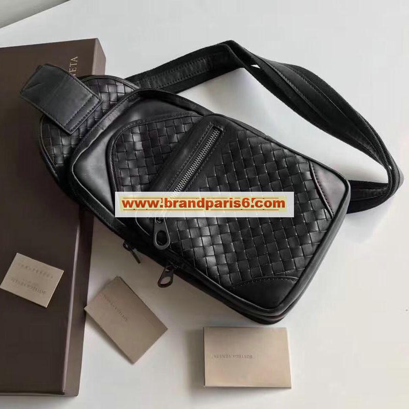 BOV0600-aj　ボッテガヴェネタ BOTTEGAVENETA 2019年最新入荷 ボディバッグ チェストバッグ イントレチャート メンズバッグ カーフスキン  黒