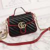GG583571-057　グッチ GUCCI 2019年最新入荷 GGマーモント ミニ トップハンドルバッグ 2way ショルダーバッグ レザー 