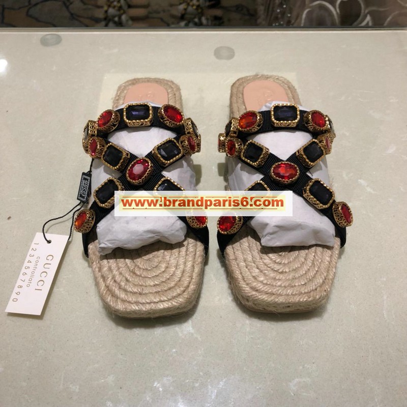 GGJ19065-026　グッチ GUCCI 2019年最新入荷 サンダル サマーサンダル フラットシューズ レザー レディース 靴 ミュール