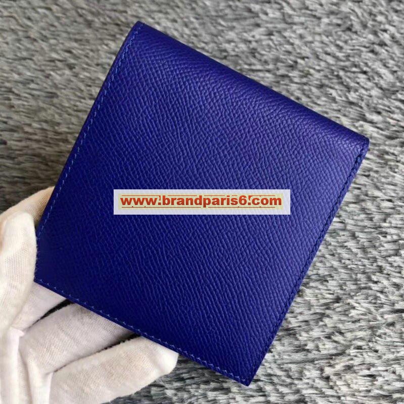 HE07830DL-063　エルメス HERMES 2019年最新入荷 シチズン ツイル  コンパクト 二つ折り短財布 札入れ カードポケット付き ヴォーエプソン