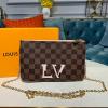 N60254-057　ルイヴィトン LOUISVUITTON 2019年最新入荷 ポシェット ドゥーブル ジップ ダブルファスナー ポーチ 手持ちかばん チェーンウォレット ダミエ