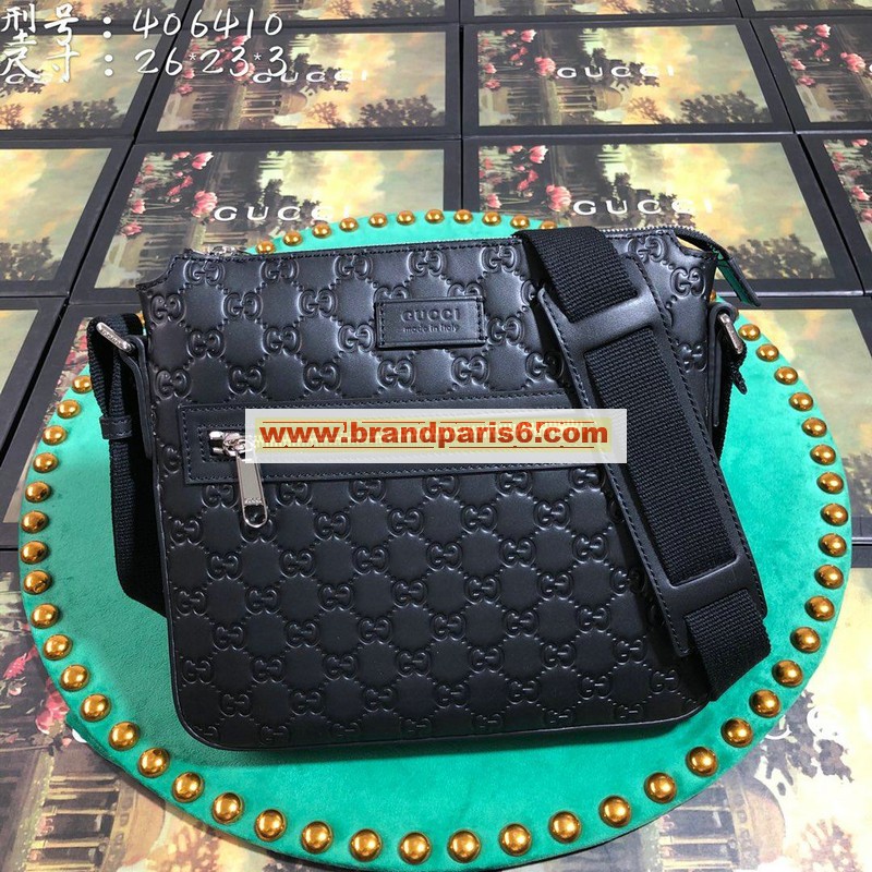 GG406410P-057　グッチ GUCCI 2019年最新入荷 斜め掛け ショルダーバッグ メンズバッグ カーフレザー ブラック
