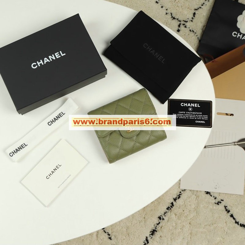 CH82288QG-JS　シャネル CHANEL 2019年最新入荷 三つ折り短財布 キャビアスキン ショートウォレット 小銭入れ