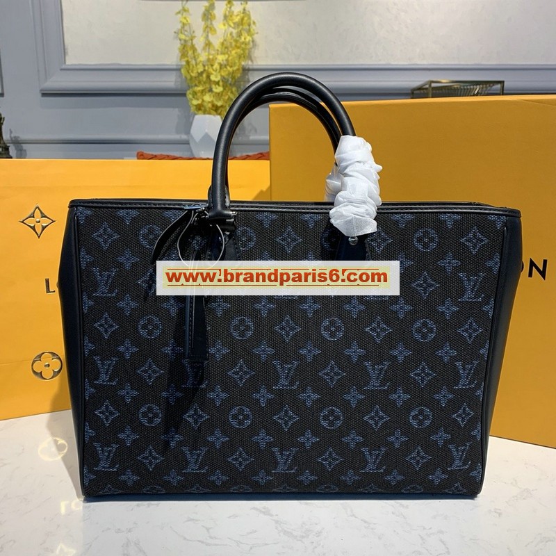 M55203-057　ルイヴィトン LOUISVUITTON 2019年最新入荷 グラン サック トップハンドルバッグ トートバッグ メンズ ビジネスバッグ デニム レザー