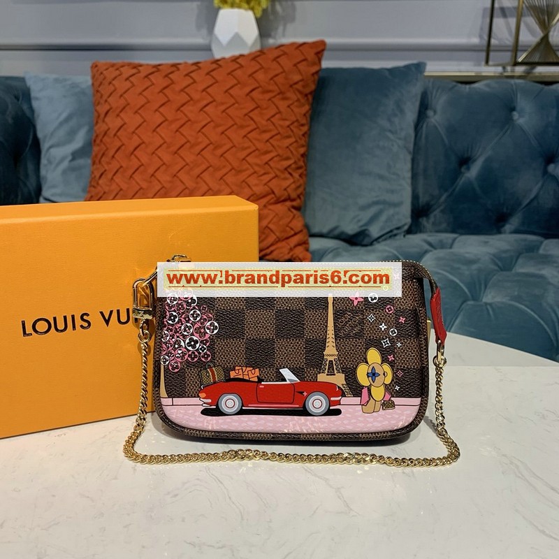 N60259-057　ルイヴィトン LOUISVUITTON 2019年最新入荷 ミニ ポシェット アクセソワール チェーン ウォレット クラッチ ポーチ ダミエキャンパス