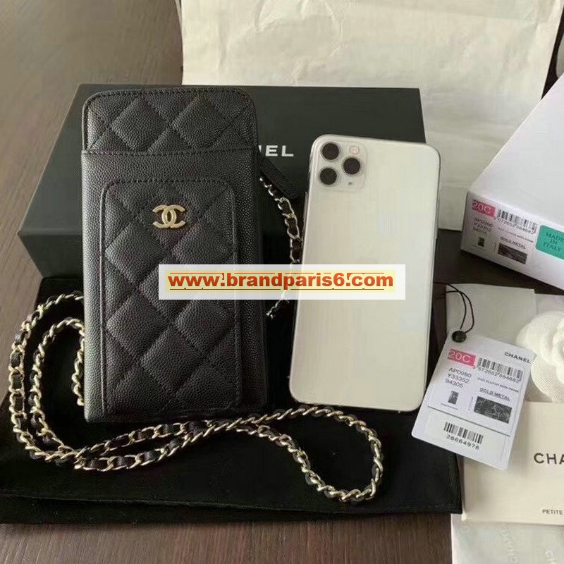 CH0990QJK-JS　シャネル CHANEL 2020年最新入荷 携帯ケース スマホケース チェーンバッグ 斜め掛け キャビアスキン