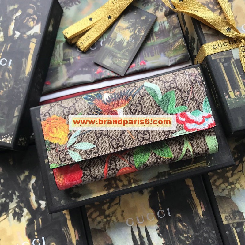 GG424892X-057　グッチ GUCCI 2020年最新入荷 二つ折り長財布 ロングウォレット キャンパス カードケース