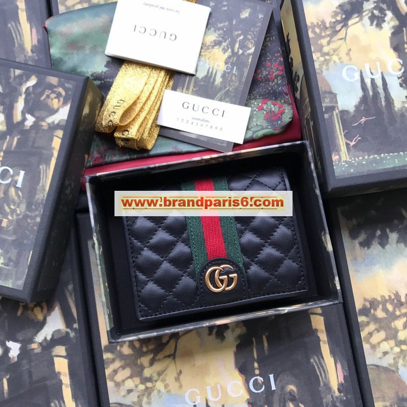 GG536453-057　グッチ GUCCI 2020年最新入荷 二つ折り短財布 ショートウォレット カードケース 札入れ カーフレザー