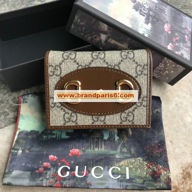 GG621887XF-057　グッチ GUCCI 2020年最新入荷 1955 ホースビット カードケース ウォレット 二つ折り短財布 コインケース 札入れ レザー