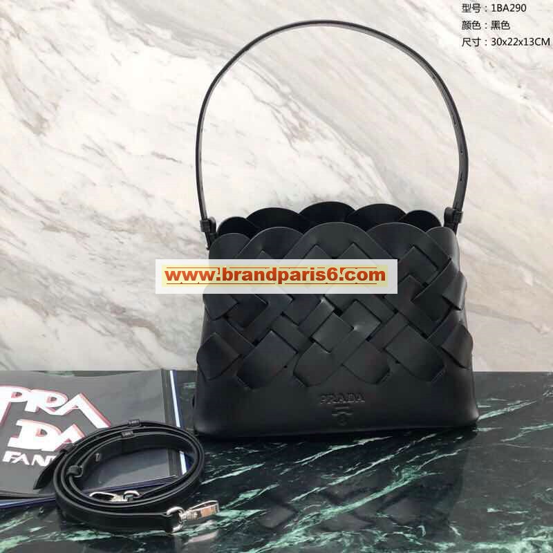 PD1BA290-99　プラダ PRADA 2020年最新入荷 ハンドバッグ トートバッグ 2way ショルダーバッグ ラージ編み込みモチーフ付レザー
