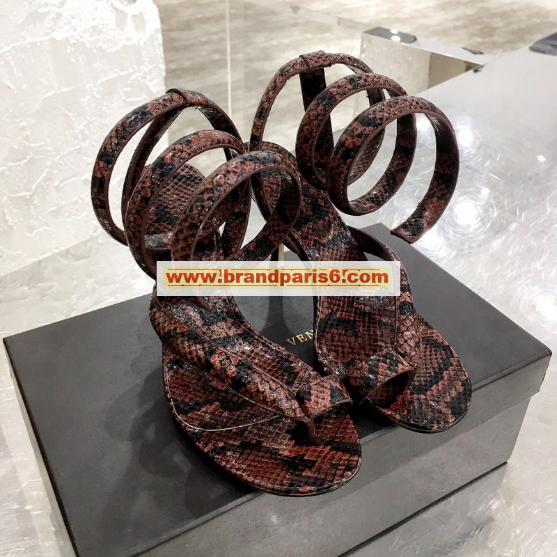 BOVJ20003-26　ボッテガヴェネタ BOTTEGAVENETA 2020年夏最新入荷 スパイラル サンダル ハイヒールシューズ コイル状のアンクルストラップ ミュール レディースシューズ 靴