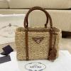 PD70302-BXN　プラダ PRADA 2020年最新入荷 ラフィアバッグ トップハンドルバッグ トートバッグ ハンドバッグ レディースかばん ラフィア レザー 