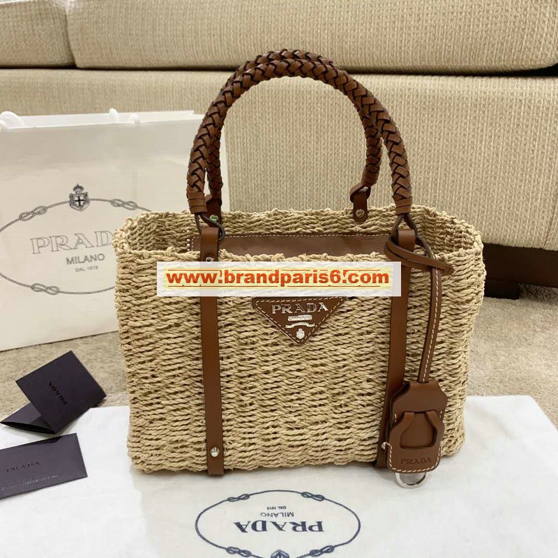 PD70302-BXN　プラダ PRADA 2020年最新入荷 ラフィアバッグ トップハンドルバッグ トートバッグ ハンドバッグ レディースかばん ラフィア レザー 