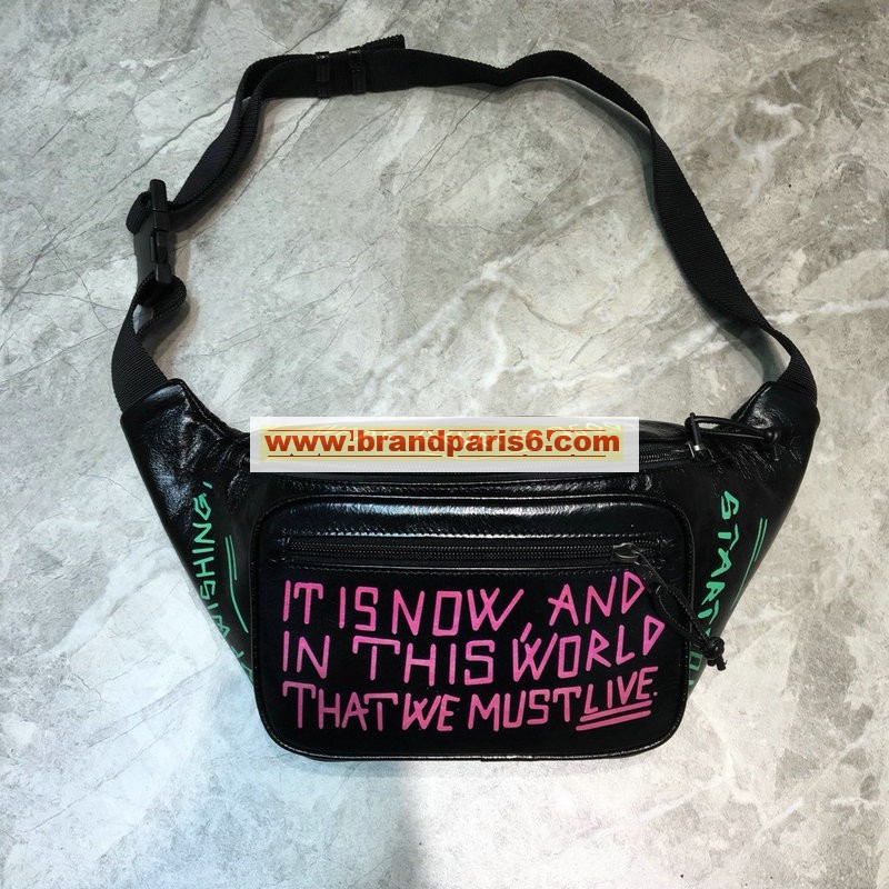 BA085330TR-GH　バレンシアガ BALENCIAGA 2020年最新入荷 グラフィティ エブリデイ ベルトパック ウェストバッグ ボディバッグ ベルトバッグ レザー 