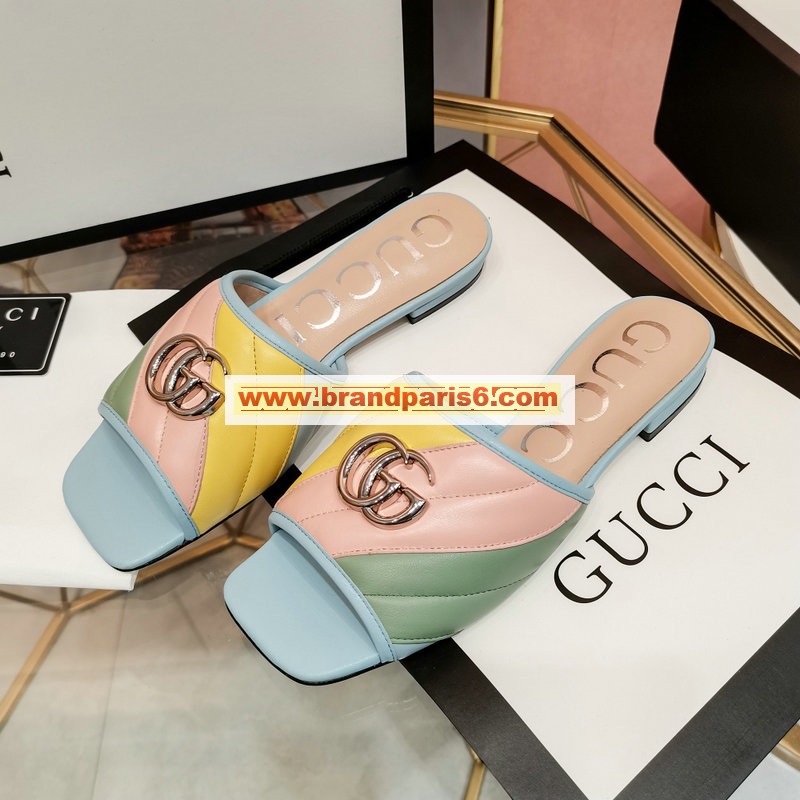 GGJ20044X-26　グッチ GUCCI 2020年夏最新入荷 フラットシューズ サンダル レディースシューズ スリッパ ミュール 室外靴 レザー