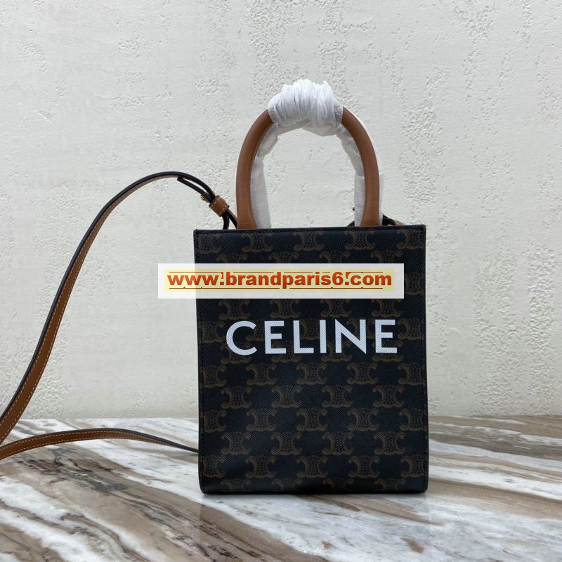 CE194372-DDB　CELINE セリーヌ 2020年最新入荷 スモール バーティカル カバ ハンドバッグ トートバッグ テキスタイル カーフスキン 