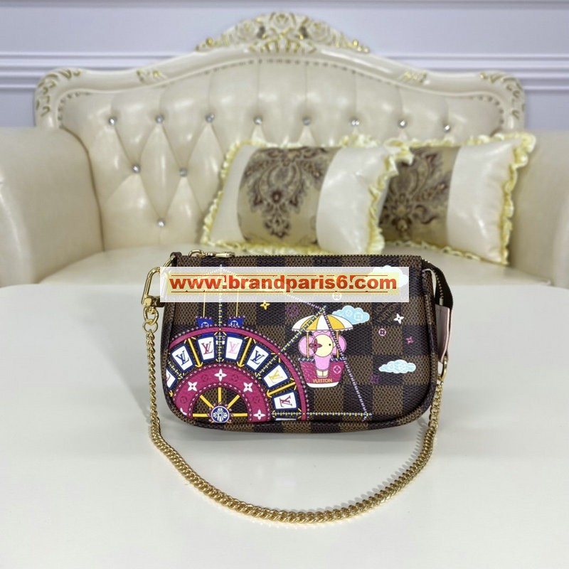N60402-057　ルイヴィトン LOUIS VUITTON 2020年最新入荷 ミニポシェット アクセソワール ポーチ チェーンウォレット 斜め掛け ショルダーバッグ ダミエキャンパス