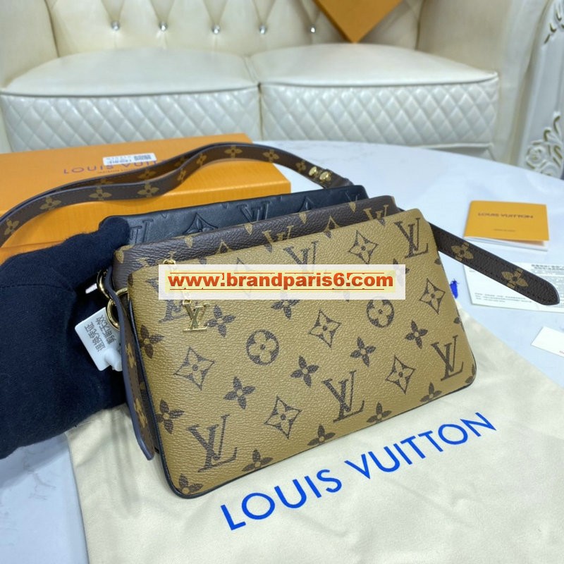 M45412-057　ルイヴィトン LOUIS VUITTON 2020年最新入荷 ポシェット LV3 ショルダーバッグ ポーチ モノグラムリバースキャンバス ラムレザー