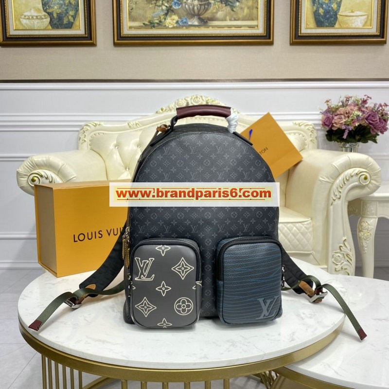 M45455-057　ルイヴィトン LOUISVUITTON 2020年最新入荷 バックパック マルチポケット リュックサック メンズ リュック ディパック モノグラムエクリプスキャンバス