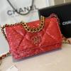 CH0957ZRD-JS　シャネル CHANEL 2020年最新入荷 19 チェーンウォレット フラップバッグ 斜め掛け ショルダーバッグ クロスボディ スパンコール ラムスキン