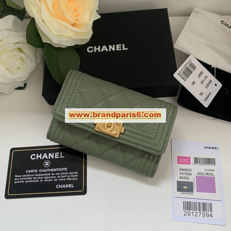 CH80603QJM-JS　シャネル CHANEL 2020年最新入荷 BOY フラップ カードケース 二つ折り短財布 名刺入れ グレインド カーフスキン