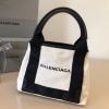 BA17410MB-GH　バレンシアガ BALENCIAGA 2021年最新入荷 NAVY カバスバッグ トートバッグ ハンドバッグ コットンキャンパス カーフスキン